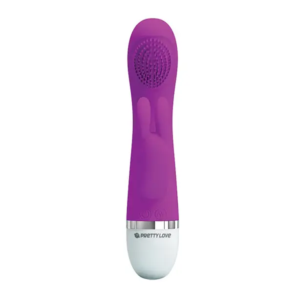 Purple and white Pretty Love Christ Rabbit Vibrator, silicone purple textured head massager