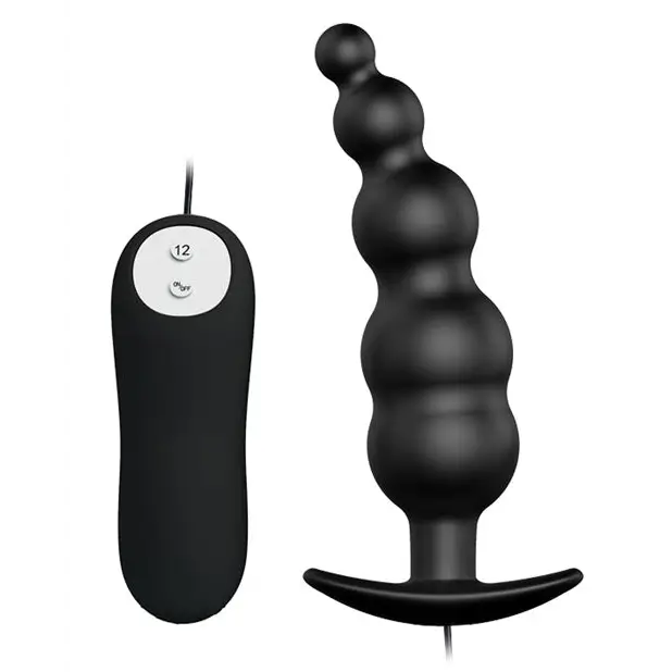 Pretty Love Vibrating Bead Butt Plug Black - Powered Butt Plug