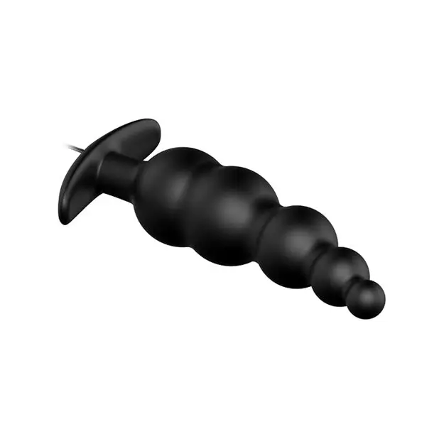 Pretty Love Vibrating Bead Butt Plug Black - Powered Butt Plug