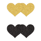 Pretty Pasties Glitter Hearts 2 Pair - Black - Pasties