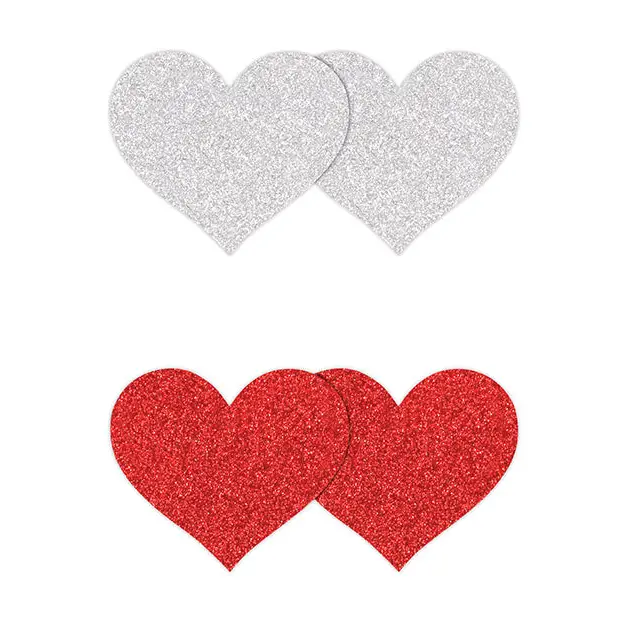 Pretty Pasties Glitter Hearts 2 Pair - Red - Pasties