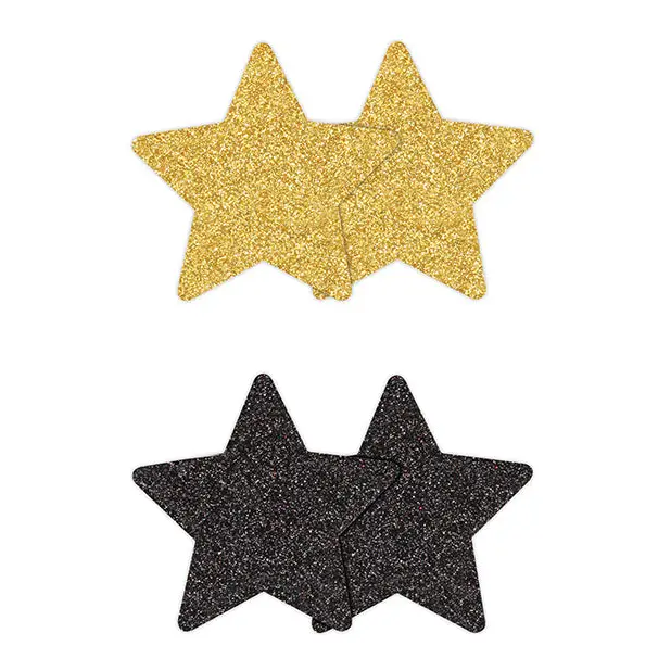 Pretty Pasties Glitter Stars - Black - Pasties