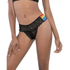 Pride Lace Rainbow Side Straps Panty Black O/s - Panties