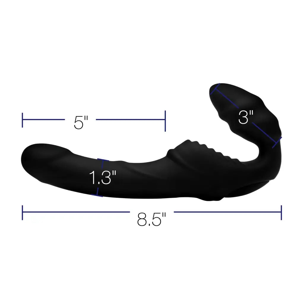 Pro Rider 9x Vibrating Silicone Strap-On Remote Control Personal Massager with Dimensions