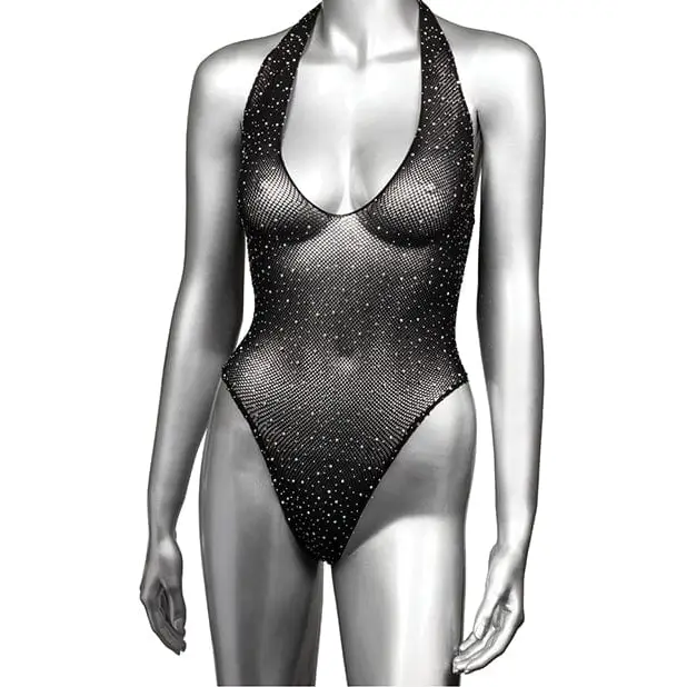 CalExotics Lingerie - Plus/queen - Packaged Radiance Deep V Body Suit - Black Qn at the Haus of Shag