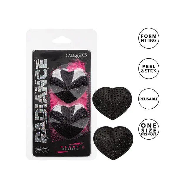 CalExotics Pasties Radiance Heart Pasties - Black O/s at the Haus of Shag