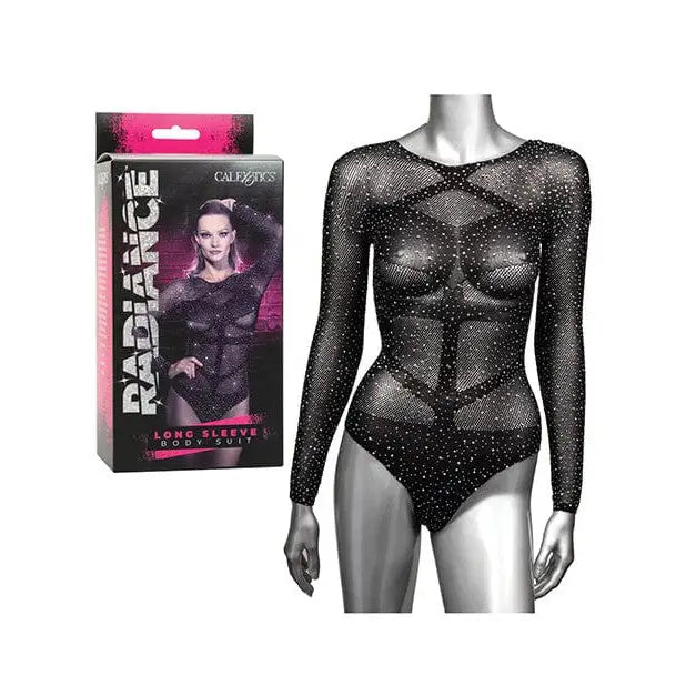 CalExotics Lingerie - Packaged Radiance Long Sleeve Body Suit - Black O/s at the Haus of Shag