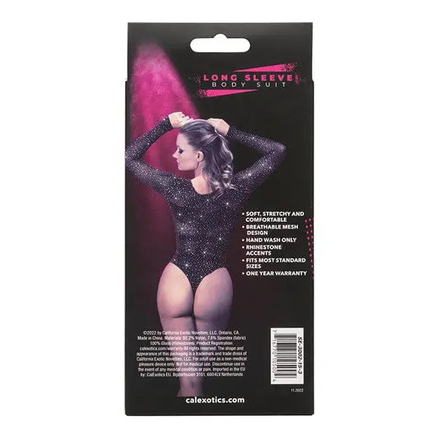 CalExotics Lingerie - Packaged Radiance Long Sleeve Body Suit - Black O/s at the Haus of Shag