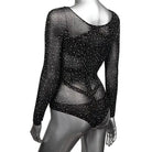 Close up of mannequin in Radiance Long Sleeve Body Suit with black and white photo design