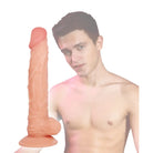 Raging Cockstars Nasty Boy Nick 7.5 Inch Realistic Dildo displayed with a message