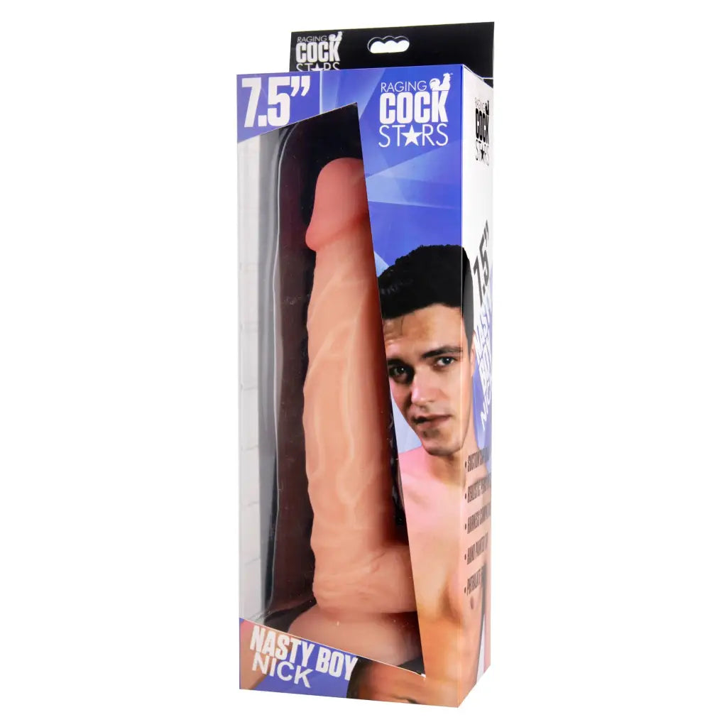 Raging Cockstars Realistic Dildo Raging Cockstars Nasty Boy Nick 7.5 Inch Realistic Dildo at the Haus of Shag