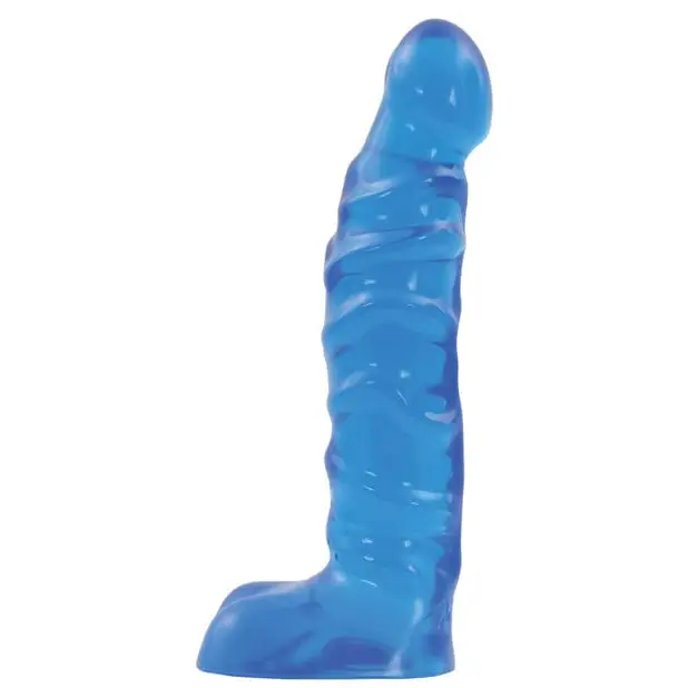 Doc Johnson Dongs & Dildos Raging Hard Ons Slimline Ballsy - Blue Jelly at the Haus of Shag