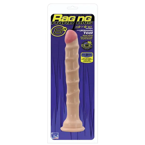 Doc Johnson Dongs & Dildos 8" Raging Hard Ons Slimline Dong W/suction Cup at the Haus of Shag