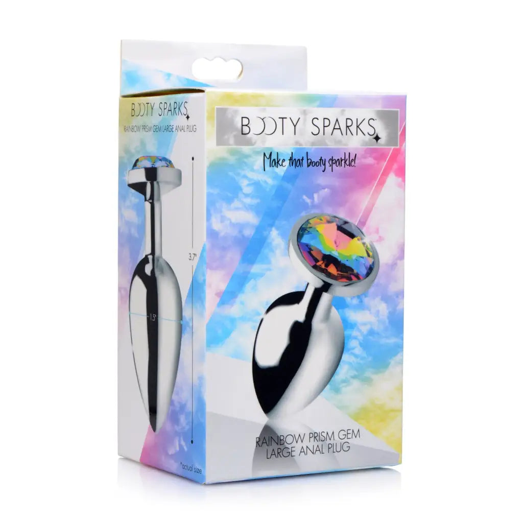 Booty Sparks Rainbow Prism Gem Anal Plug in vibrant, colorful packaging