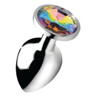 Metallic anal plug with rainbow prism gem base from Booty Sparks Rainbow Prism Gem Anal Plug