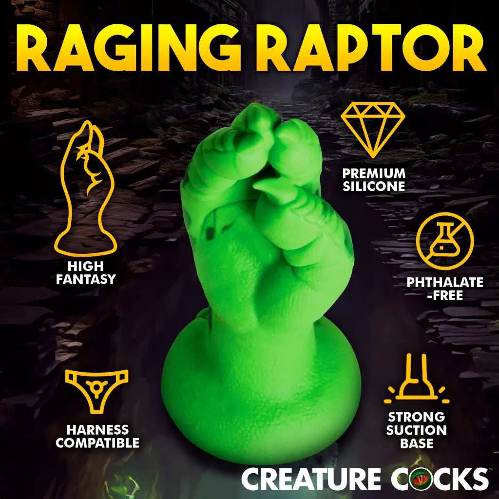 Raptor Claw Fisting Silicone Dildo - Green - Dildos