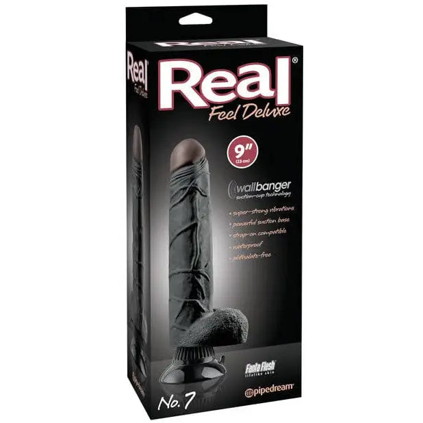 Real Feel Deluxe No Vibe Waterproof adult novelty in black box with Real Feel branding