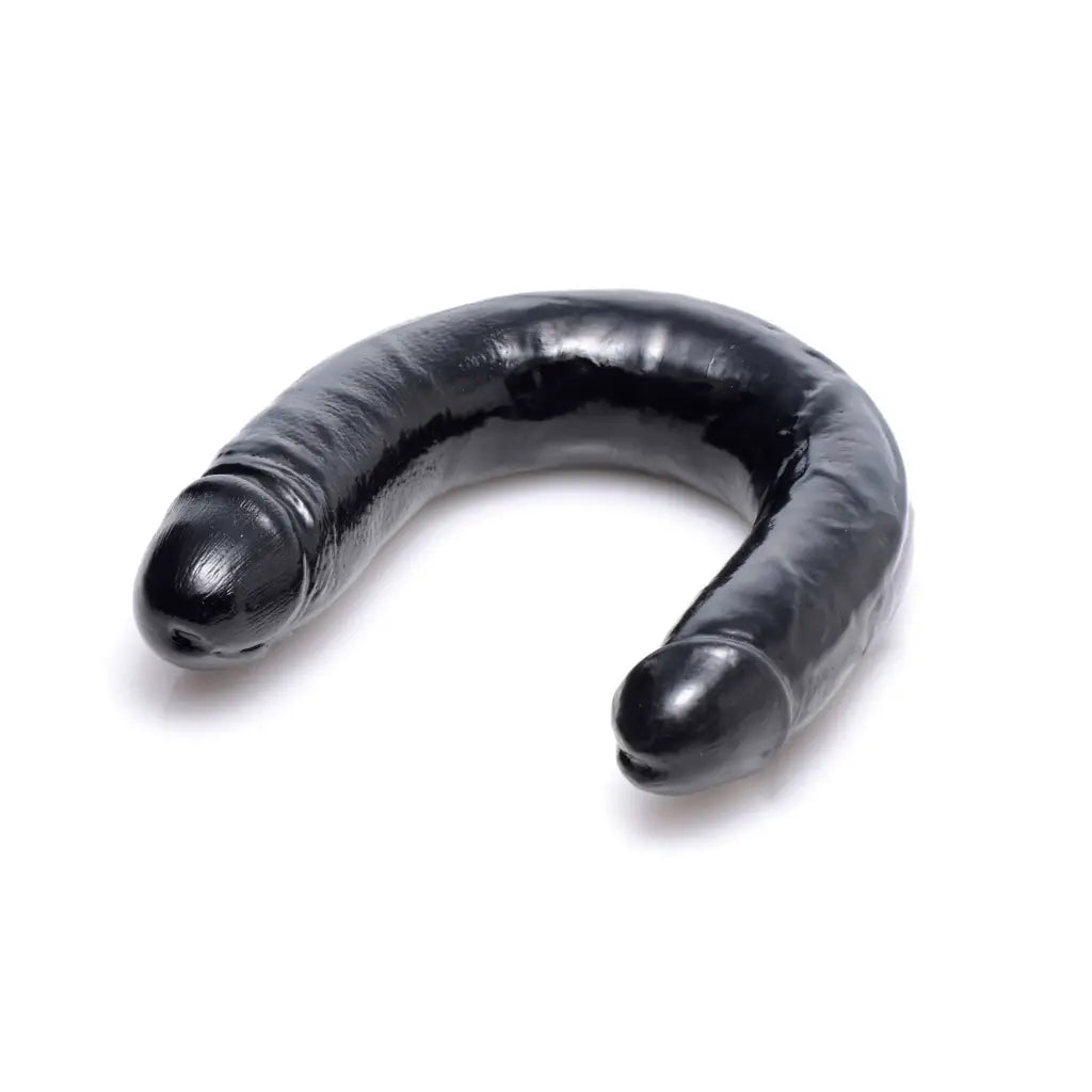 Realistic 17.5 inch double dong black rubber or silicone with rounded ends