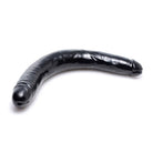 Realistic 17.5 Inch Double Dong - Black: Curved black silicone object with a phallic shape