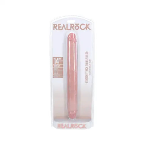 RealRock 14 in. Thick Double-Ended Dong Beige - Double Ended Dildo