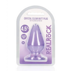 RealRock Crystal Clear 3.5 in. Anal Plug Purple - Elegant Purple Crystal Clear Butt Plug