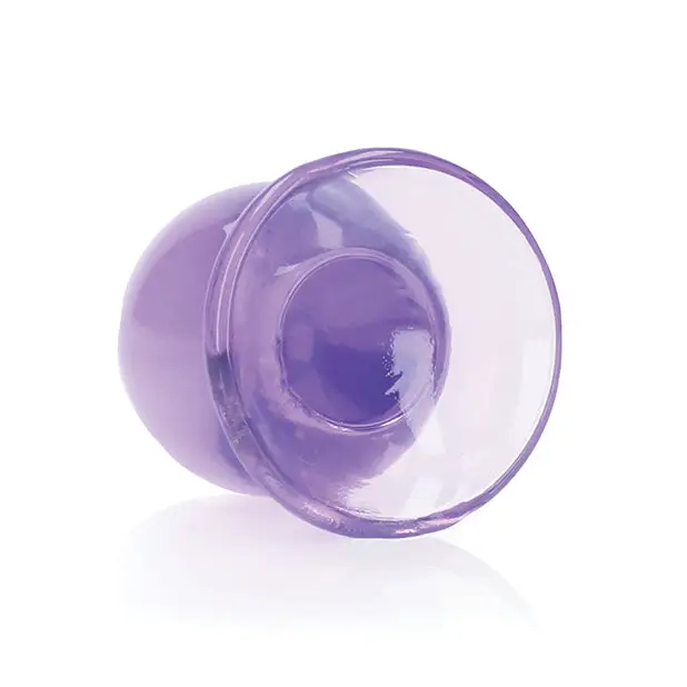 Purple RealRock Crystal Clear 3.5 in. Anal Plug with white background