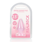 RealRock Crystal Clear 3.5 in. Anal Plug Purple - small, clear, plastic plug