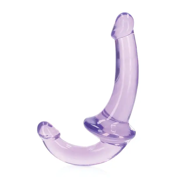 RealRock Crystal Clear Strapless Strap-On Dildo 6 in Purple Plastic Penis with Clear Body