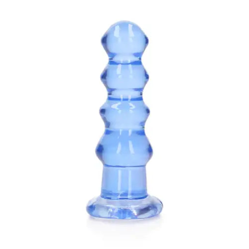 RealRock Crystal Clear Curvy 5.5 in. Dildo/Plug Blue - Realistic Dildo