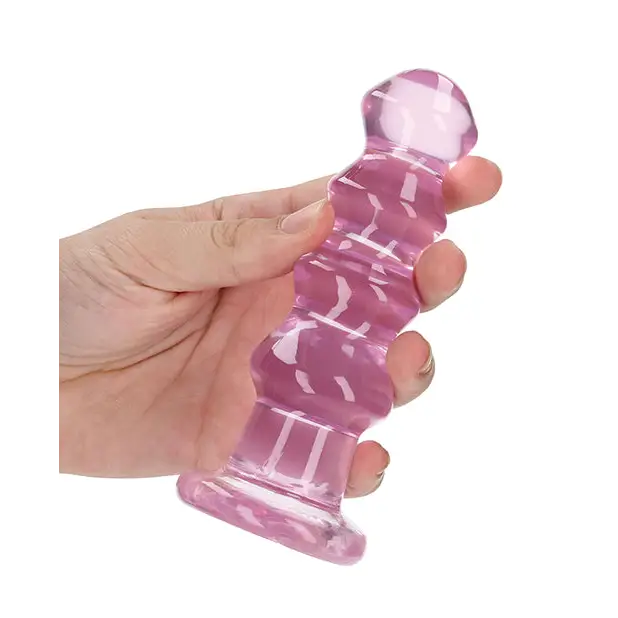 RealRock Crystal Clear Curvy 5.5 in. Dildo/Plug Pink - Realistic Dildo