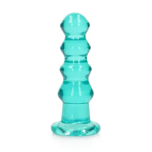 RealRock Crystal Clear Curvy 5.5 in. Dildo/Plug Turquoise - Realistic Dildo