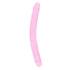 RealRock Crystal Clear Double Dong 13 in. Dual-Ended Dildo Pink - Double Ended Dildo