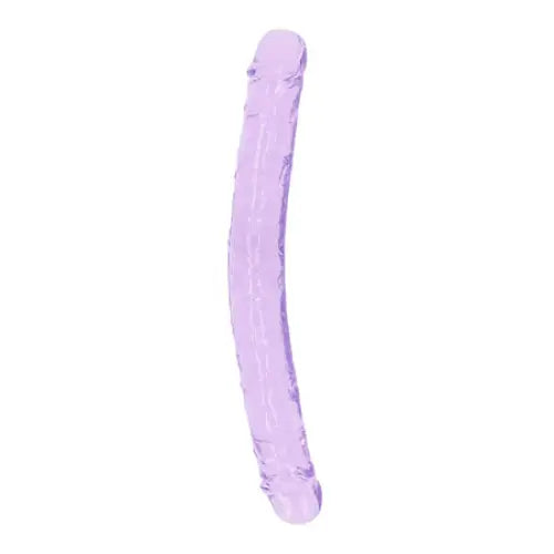 RealRock Crystal Clear Double Dong 13 in. Dual-Ended Dildo Purple - Double Ended Dildo