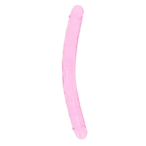 RealRock Crystal Clear Double Dong 18 in. Dual-Ended Dildo Pink - Double Ended Dildo