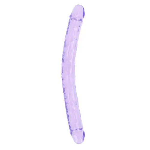 RealRock Crystal Clear Double Dong 18 in. Dual-Ended Dildo Purple - Double Ended Dildo