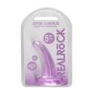 RealRock Crystal Clear Non-Realistic 5 in. Curved Dildo With Suction Cup Purple - Realistic Dildo