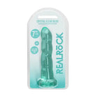 RealRock Crystal Clear Non-Realistic 7 in. Twisted Dildo With Suction Cup Turquoise - Realistic Dildo