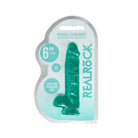 RealRock Crystal Clear Realistic 6 in. Dildo With Balls and Suction Cup Turquoise - Realistic Dildo