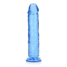 RealRock Crystal Clear Straight 10 in. Dildo Without Balls Blue - Realistic Dildo