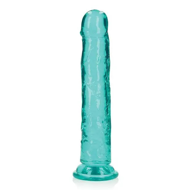 Shots America Dildos Turquoise RealRock Crystal Clear Straight 10 in. Dildo Without Balls Turquoise at the Haus of Shag