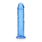 RealRock Crystal Clear Straight 11 in. Dildo Without Balls Blue - Realistic Dildo