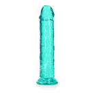 RealRock Crystal Clear Straight 11 in. Dildo Without Balls Turquoise - Realistic Dildo