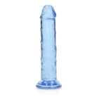 RealRock Crystal Clear Straight 6 in. Dildo Without Balls Blue - Realistic Dildo