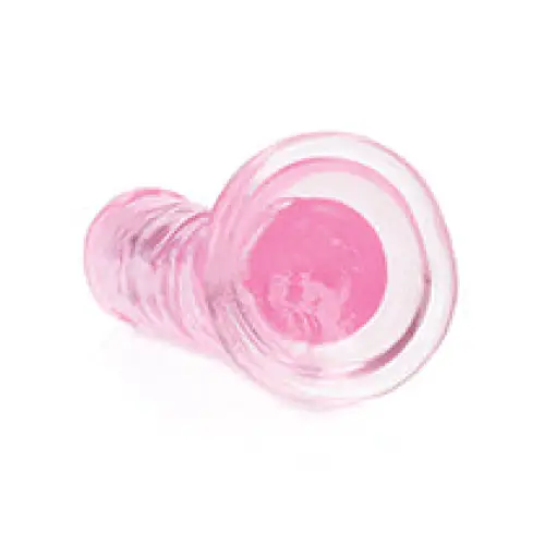 RealRock Crystal Clear Pink Plastic Screw on White Background for Purple Dildo Product