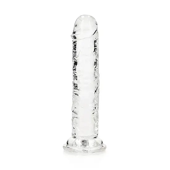 RealRock Crystal Clear glass water pipe - Straight 7 in. Purple Dildo Without Balls