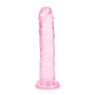 RealRock Crystal Clear 7 in. Dildo Without Balls in Pink - High-Quality, Crystal Clear Design