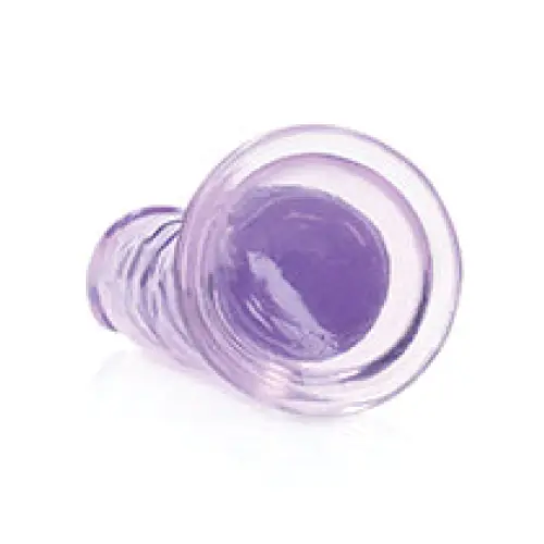 RealRock Crystal Clear Dildo: Purple Glass Plug with Hole - 7 in. Straight Without Balls