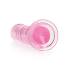 RealRock Crystal Clear Straight 7 in. Dildo - Pink Glass Plug on White Background