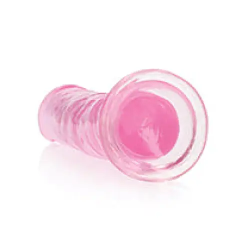 RealRock Crystal Clear Straight 7 in. Dildo - Pink Glass Plug on White Background