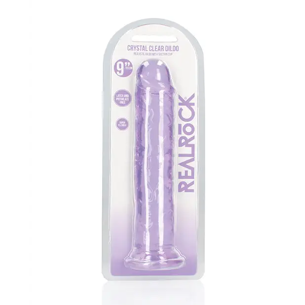 RealRock Crystal Clear Straight 7 in. Dildo Without Balls Purple - Crystal Clear Pleasure